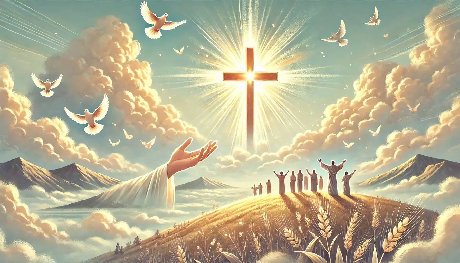 Salib di padang rumput, menggambarkan makna salib Yesus